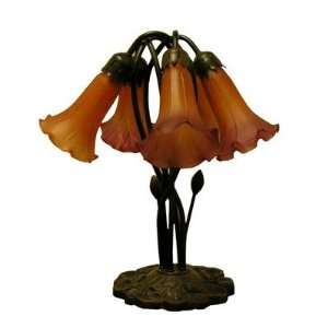  5 Way Lily Amber Table Lamp in Bronze