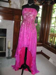 Sherri Hill 8300 Magenta Gold Silver Pageant Gown 0  