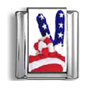  American Flag Peace Sign Italian charm Jewelry