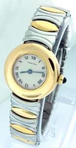 Authentic Ladies Cartier Colisee 0256 18K Gold & Steel Quartz Watch 