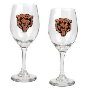 Chicago Bears 2pc Wine Glass Set   Primary Logo  Sports 