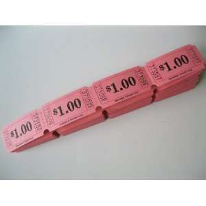  100 Pink $1 Consecutively Numbered Raffle Tickets 