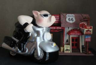 COMICAL HARLEY HOG EASYRIDER PIG COOKIE JAR *Davidson /CHOPPER 