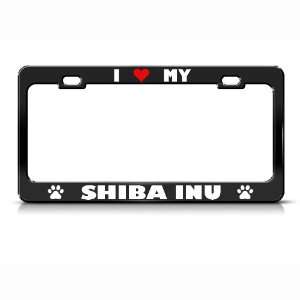  Shiba Inu Paw Love Heart Pet Dog Metal license plate frame 