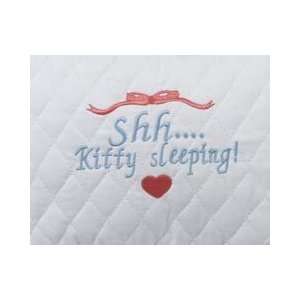  Shhhh Kitty is Sleeping Embroidered Cotton Cat Pillow 