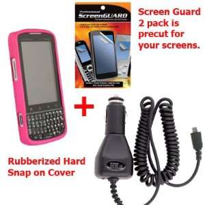  Pink Rubberized Hard Snap on Cover Pink for Motorola Droid 