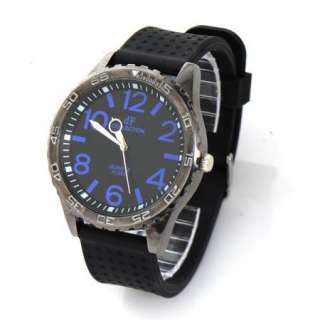 Hot Mens Sport Big Number Scale Rubber Band Wrist Watch  