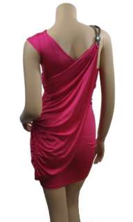 New Pink Jeweled Sari Drape Wrap Clubwear Party Dress  