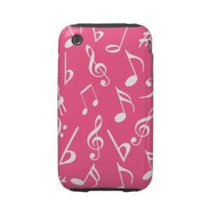  Music Notes Pink White iPhone 3G / 3GS Case Tough Iphone 3 