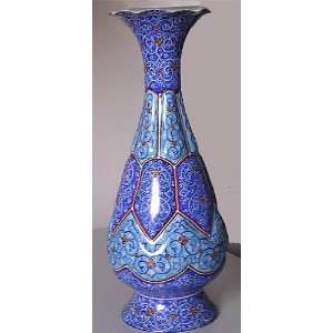  Persian Enamel Mina Karee Decorative Vase Esleemee Pattern 