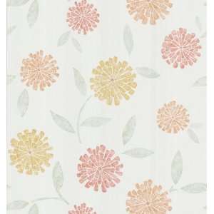   141 62114 Zinnia Flower Wallpaper, Off White