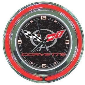  Corvette C5 Neon Clock   14 inch Diameter   Black 