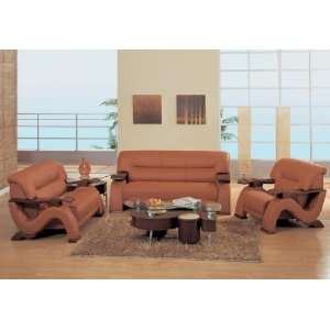    Global Furniture Modern Brown Leather Sofa Set