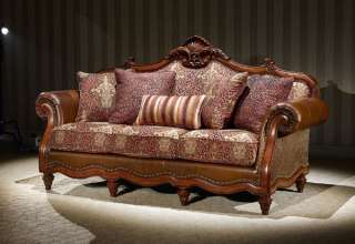 Warm Brown/Leather Rococo Sofa Couch  