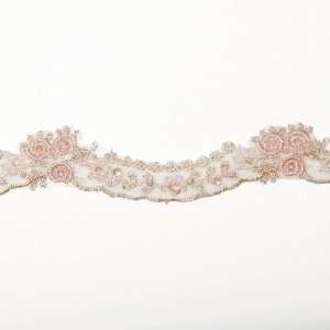   Design House Lace Trim Lucrece Pink/Silver By The Yard Arts, Crafts
