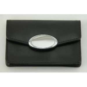  Creative Gifts BLACK CARD CASE W/OVAL ENG PL