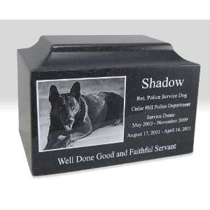  Black Granite Pet Cremation Urn with Engraved Photo: Home 