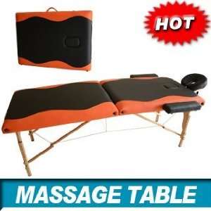   Portable Massage Table Bed Orange (wooden legs): Sports & Outdoors