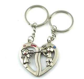 sweet heart boy and girl lover couple metal key chain  