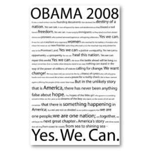 Yes. We. Can Obama 2008 Text Poster:  Home & Kitchen