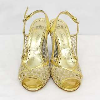 275 Juicy Couture Gold Mesh Heels Pumps Shoe 5.5 Italy  