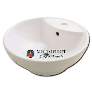  Round Porcelain Vessel Sink   Bisque: Home Improvement