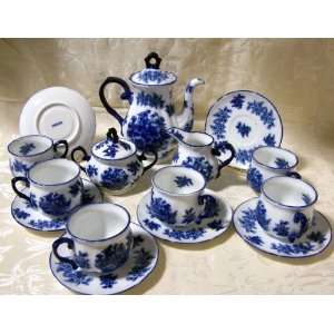  17 Beatiful Piece   Tea Set Blue and White Iron Stone 