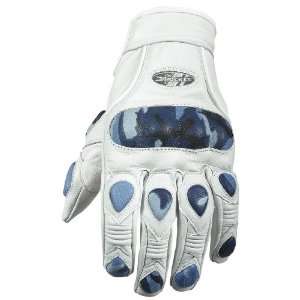   Trixie Ladies Motorcycle Gloves White/Blue Camo Small Automotive