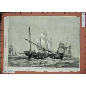  1860 Mackerel Boats Sailing Fishing Sea Andrews Print 