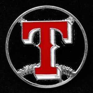  Texas Rangers Team Logo Cut Out Baseball Pin: Sports 