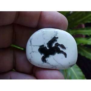   Gemqz Pegasus Engraved in Howlite Flat Stone Cute  
