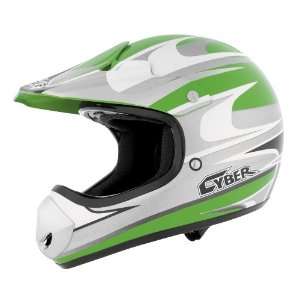 Cyber Helmets UX 10 Graphics Helmet, Green/Silver/White Rush, Size XS 