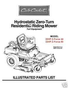 Cub Cadet Zero Turn Z Force 44 & 50 Parts Manual  