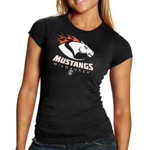  Milwaukee Mustangs Ladies Official Logo T shirt   Black 