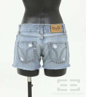 Dolce & Gabbana Light Wash Distressed Cut Off Denim Shorts Size 27 