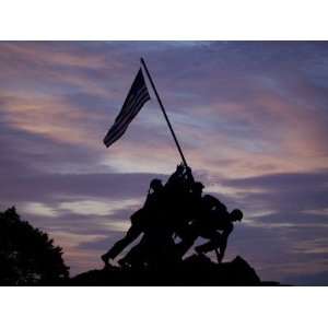 US Marine Corps Memorial is Silhouetted Against the Early Morning Sky 