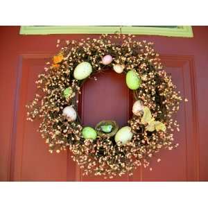  Easter/Spring Apricot/Peach Pip Berry Grapevine Wreath 