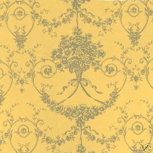Cotton Satin Fabric Bedding Dandy Antique Damask Yellow  