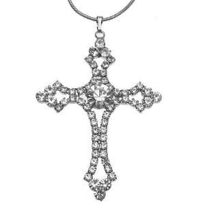  Acosta Jewellery   Clear Diamante Crystal Cross Necklace 