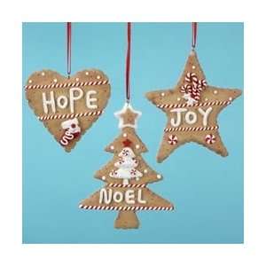   Pack of 12 Claydough Joy & Hope & Noel Gingerbread Christmas Ornaments