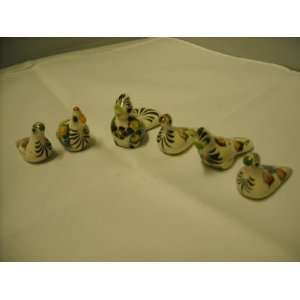  Set of 6 Mexican Bird Pottery New 
