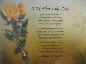 MOTHER LIKE YOU PERSONALIZED GIFT * POEM FOR MOM  