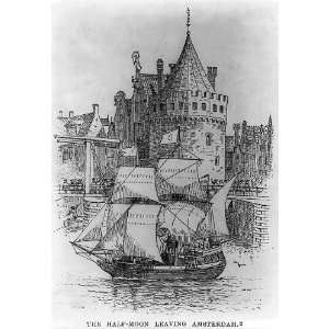 The HALF MOON sail ship leaving Amsterdam,1608?,Castle 