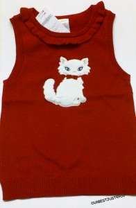 NWT Gymboree HOMECOMING KITTY Sweater Ruffle Vest ~ RED 5 6 7 8 9 10 