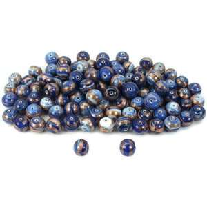  Round Blue Swirl Glass Beads Lampwork 13.5mm Approx 100 