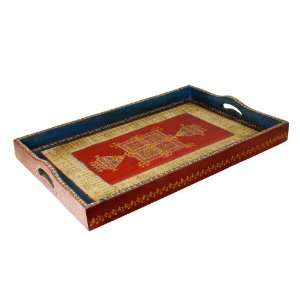   Indian Home Accent, Hand Painted Red Decorative Tray