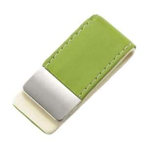  Money Clip Lime Green Leather Credit Card Holder 