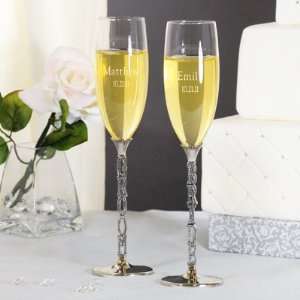  Bride & Groom Love Champagne Flutes: Kitchen & Dining