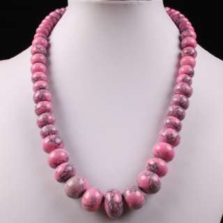 Pink Howlite Turquoise Round Tower Beads Necklace 18L  