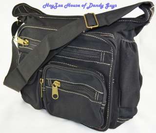 Canvas Medium Size Casual Messenger Shoulder Bag  Black  